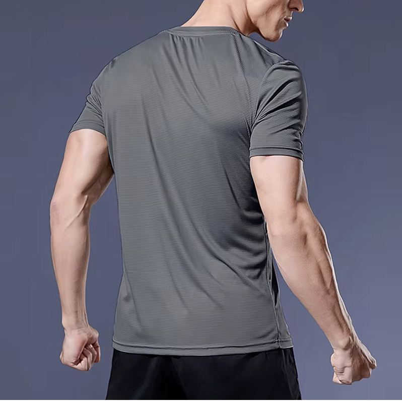 Back of Running Quick Dry Sports T-Shirt in Gray - Lightweight Performance Top