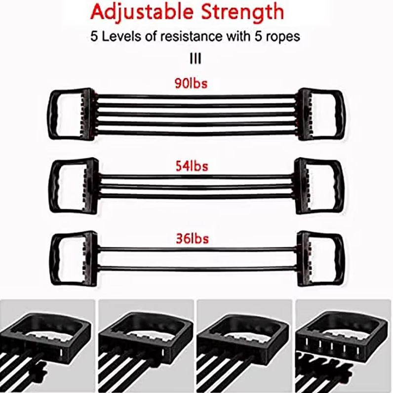 Benefits of adjustable strength for the Black adjustable chest expander for home workout fitness and strength training