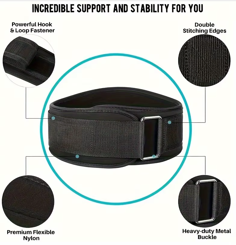 Multiple benefits of the weightlifting fitness belt for training and gym workouts - high quality heavy duty double stitching and powerful hook fastener