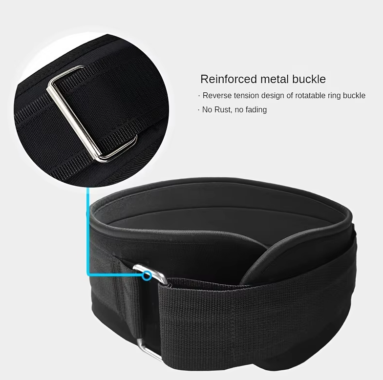 Benefits of the Adjustable weightlifting belt for lower back support and core stability during heavy lifts - Reinforced metal buckle