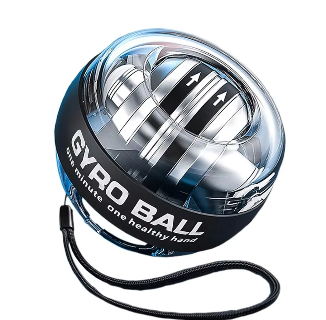 Transparent Gyro Powerball showing the spinning gyroscope inside