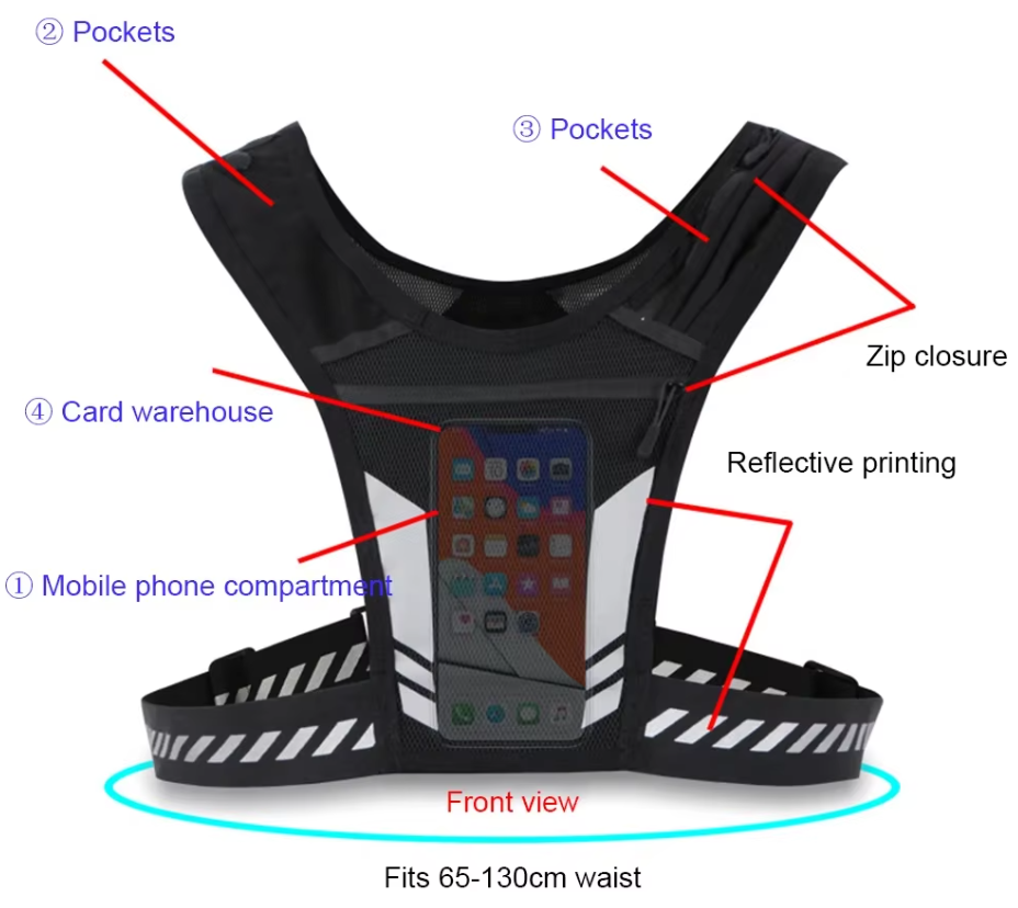 Detailed image of the reflective adjustable running vest