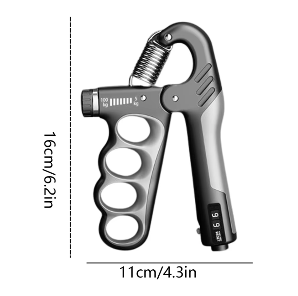 Dimensions of the Adjustable Hand Grip Strength Trainer 5-100KG