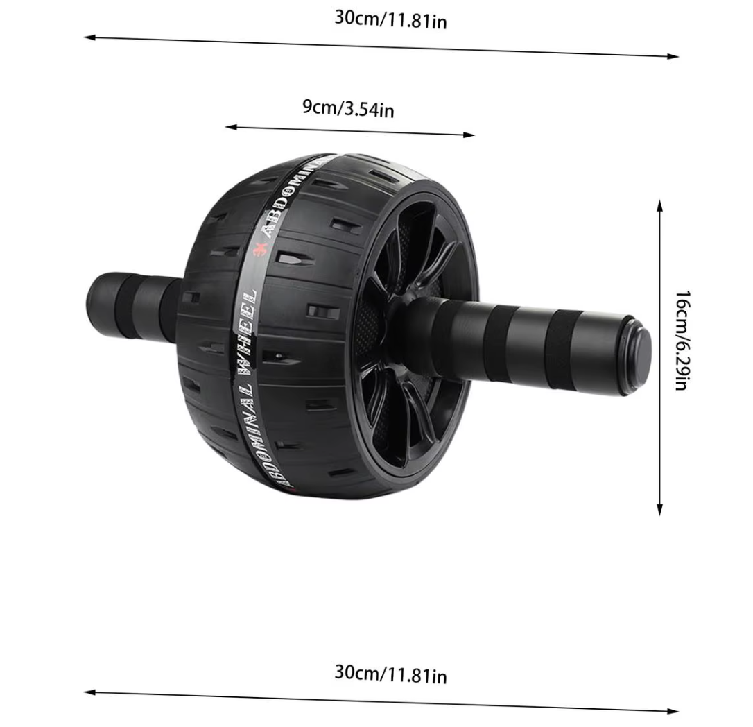 Dimensions of Black core ab wheel roller ideal for fitness and core strength