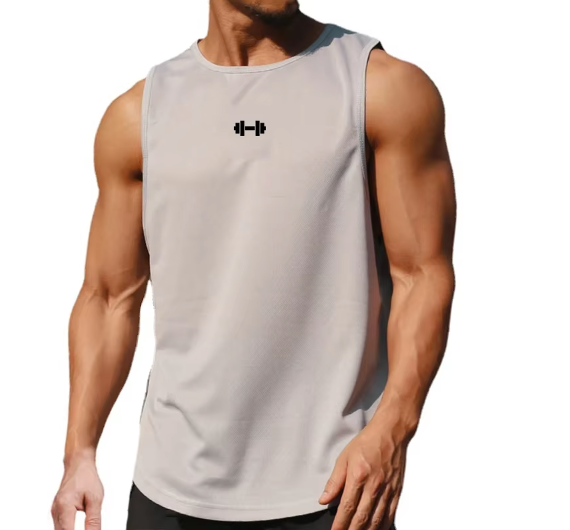 Grey Bodybuilding Tank Top – Stretchable, Sweat-Wicking Gym Vest for Men’s Workouts