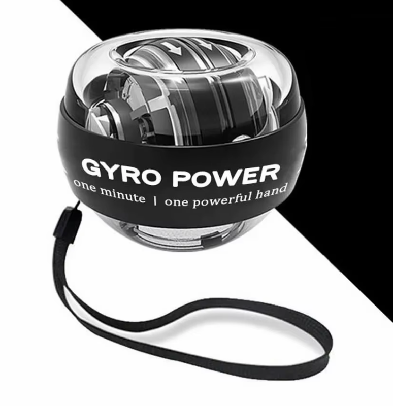 Platinum edition Gyro Powerball with a clear finish and high-performance grip