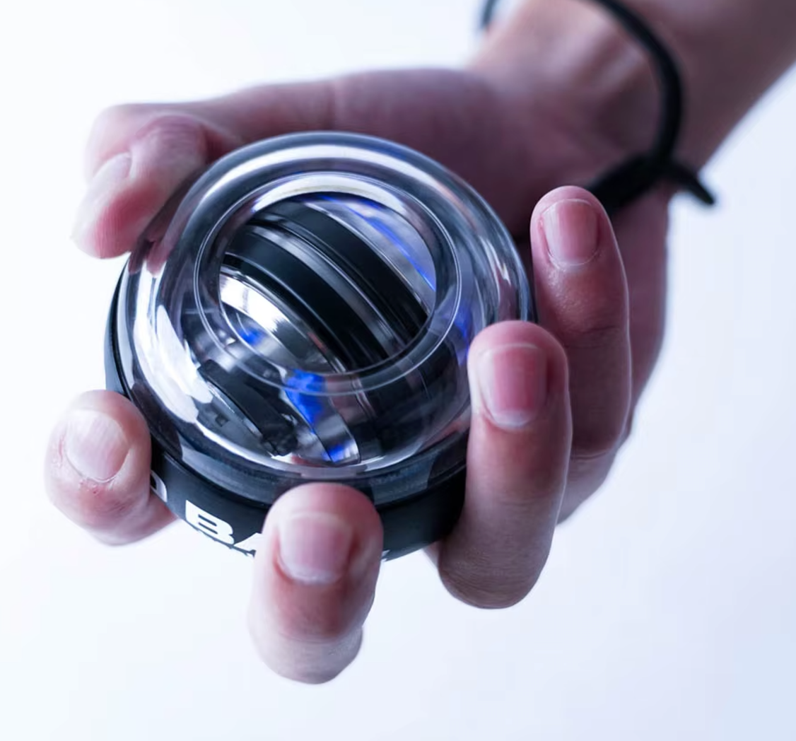 Inner gyroscope of the Gyro Powerball, showing the mechanics of motion resistance