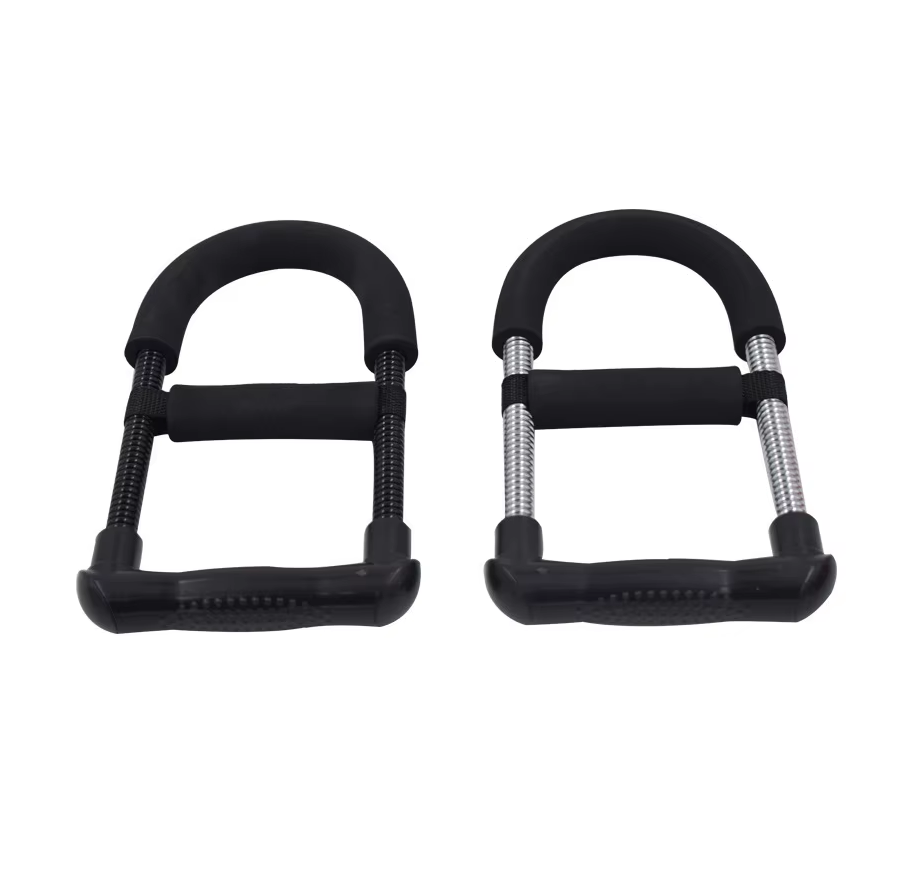 Front view of Black and Silver Wrist trainers - ideal for grip strength and muscle growth