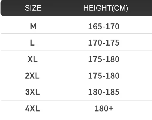 Height guide for Running Quick Dry Sports T-Shirt - Moisture Wicking