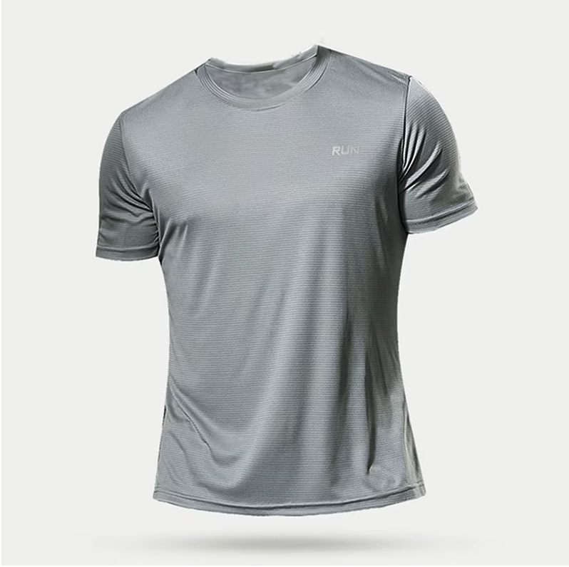 Running Quick Dry Sports T-Shirt in Gray - Front View - Lightweight Activewear