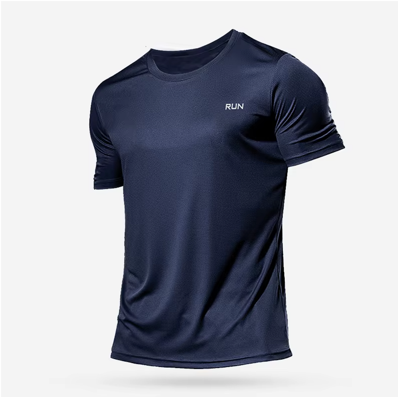 Running Quick Dry Sports T-Shirt in Navy - Front View - Quick Dry Fitness Shirt
