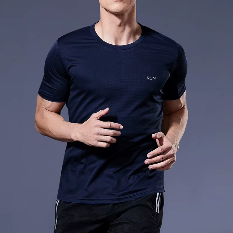 Running Quick Dry Sports T-Shirt in Navy - Quick Dry Workout T-Shirt