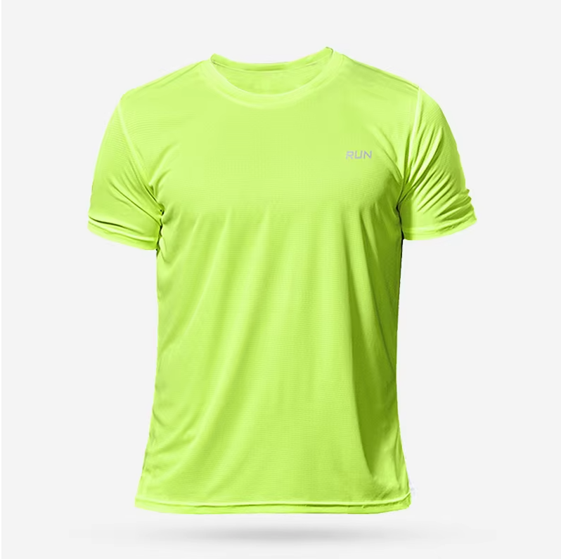 Running Quick Dry Sports T-Shirt in Neon Green - Front View - High Visibility Activewear