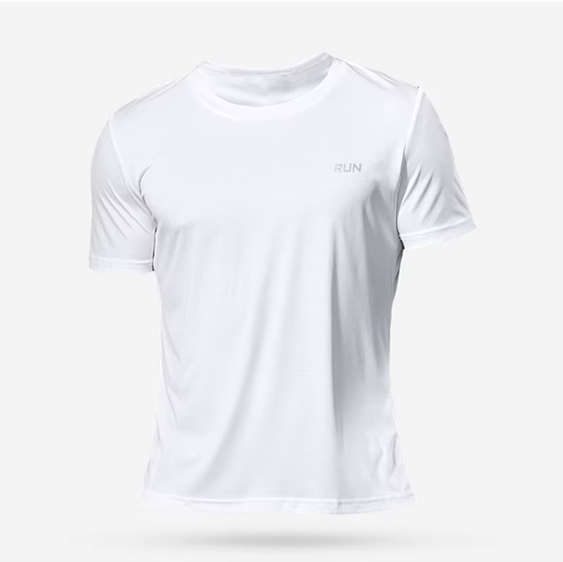 Running Quick Dry Sports T-Shirt in White - Front View - Breathable Workout Shirt