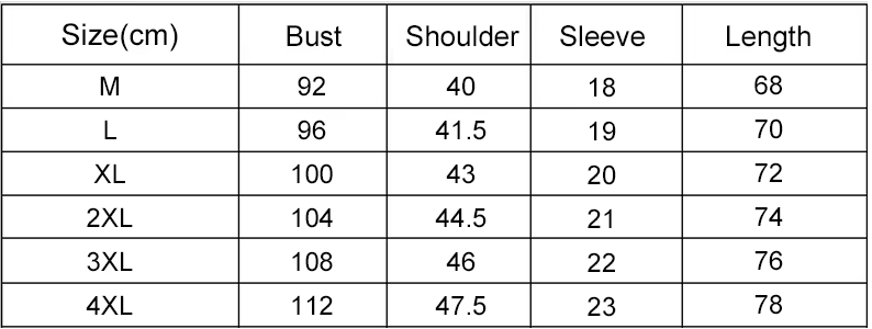 Size chart for Running Quick Dry Sports T-Shirt - Moisture Wicking