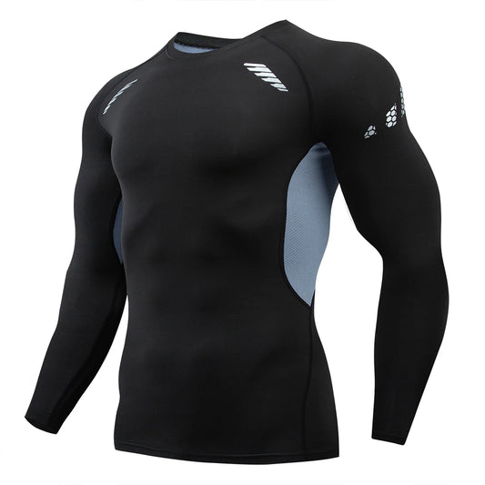 Quick-Dry Compression Fitness Shirt – Muscle-Fit Long Sleeve