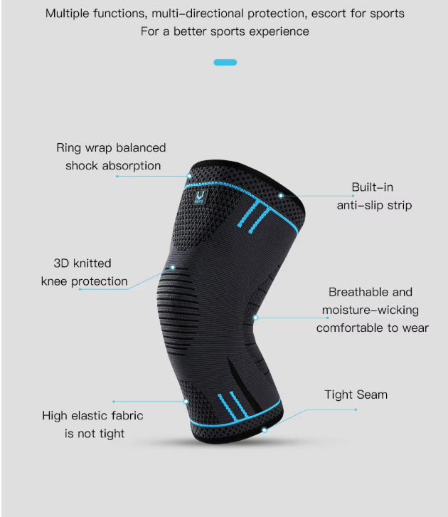 More benefits of the knee compression support - displaying functionality among various highlights