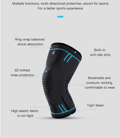 More benefits of the knee compression support - displaying functionality among various highlights