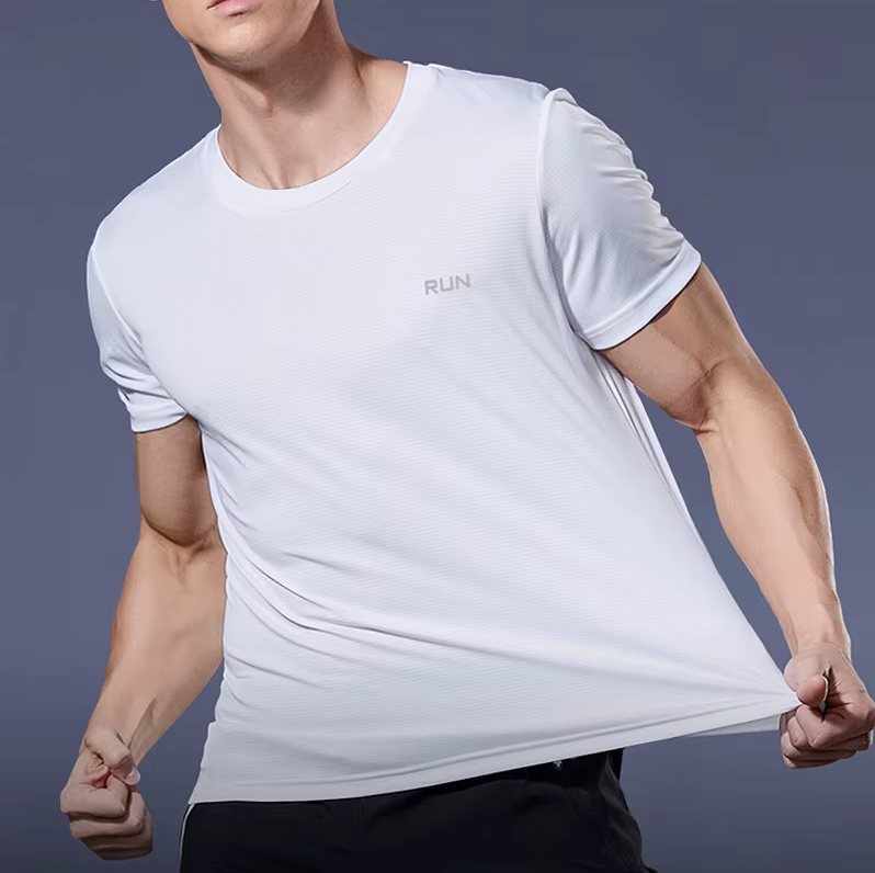 Stretch of Running Quick Dry Sports T-Shirt in White - Breathable Athletic Shirt